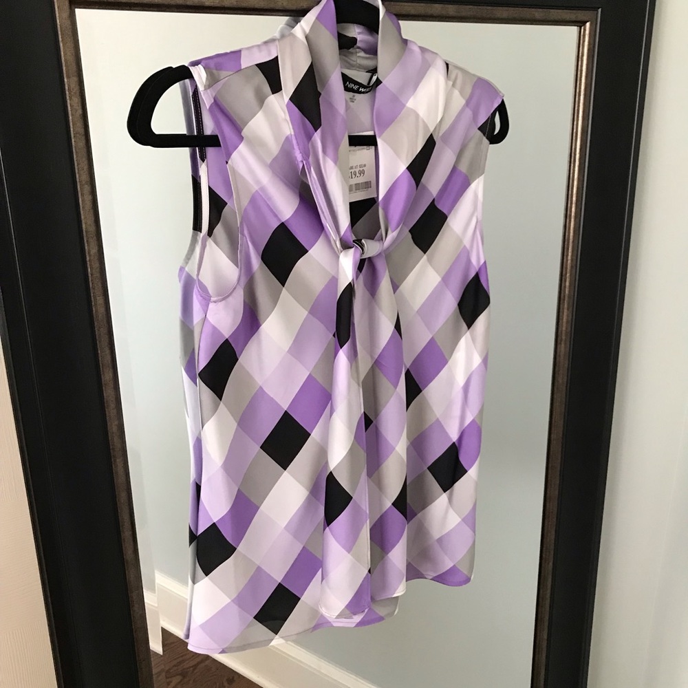 ✔️ 4/$16 NINE WEST TIE NECK BLOUSE SIZE MEDIUM NWT